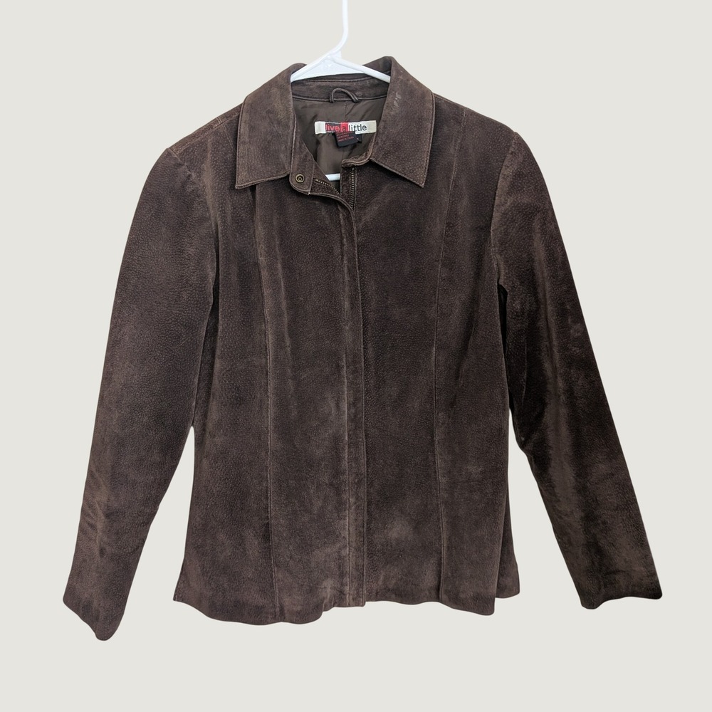 Y2K Live A Little Western Boho Chocolate Brown Suede Leather Jacket Medium